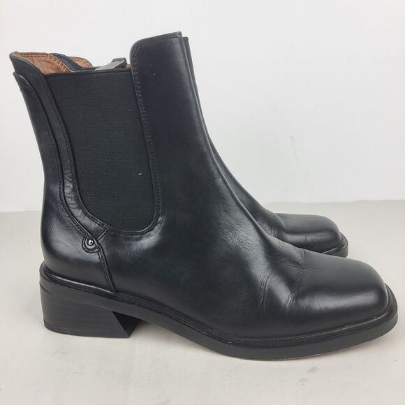 Franco Sarto Chelsea Black Leather Ankle Boots Size 6M - Picture 2 of 15